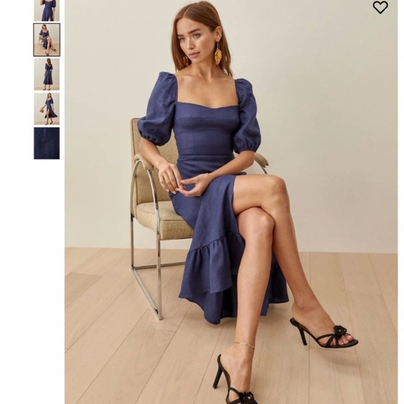 Reformation Dresses & Skirts - Reformation Navy Belgium Linen Dress - Like New